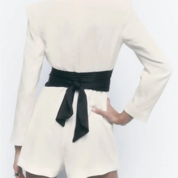 ZARA CONTRAST BOW JUMPSUIT - Picture 6 of 14